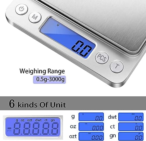 Fuzion Digital Kitchen Scale 3000g LCDgrams/oz 6 Modes Tare Battery Included