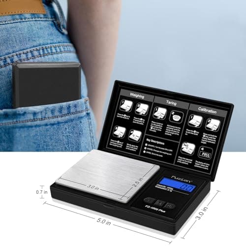 Fuzion Digital Pocket Scale .1g Accurate 1000g for Food Jewelry Herbs Spices Coins Grams & Ounces