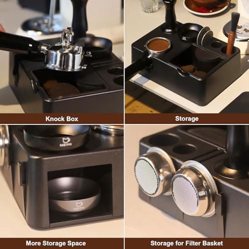 MEION 10-in-1 Espresso Organizer Tamping Station with Detachable Knock Box