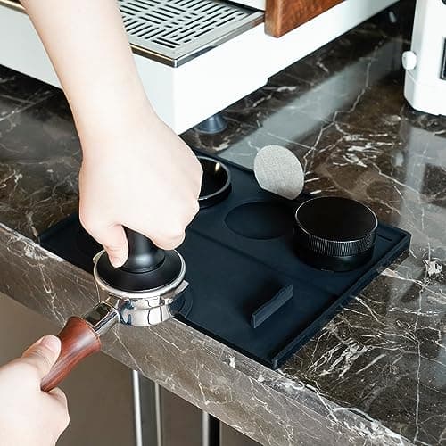 Espresso Tamping Mat - Food Grade Silicone for Baristas & Home Coffee Shops (Black)