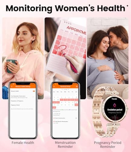 LIGE Women's Diamond Smartwatch with AMOLED Display & Fitness Tracking