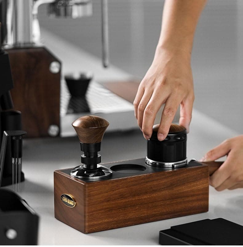 CH5529-OS Walnut Espresso Tamping Station with Magnetic Drawer for 51mm, 54mm, 8mm Tamper Accessories