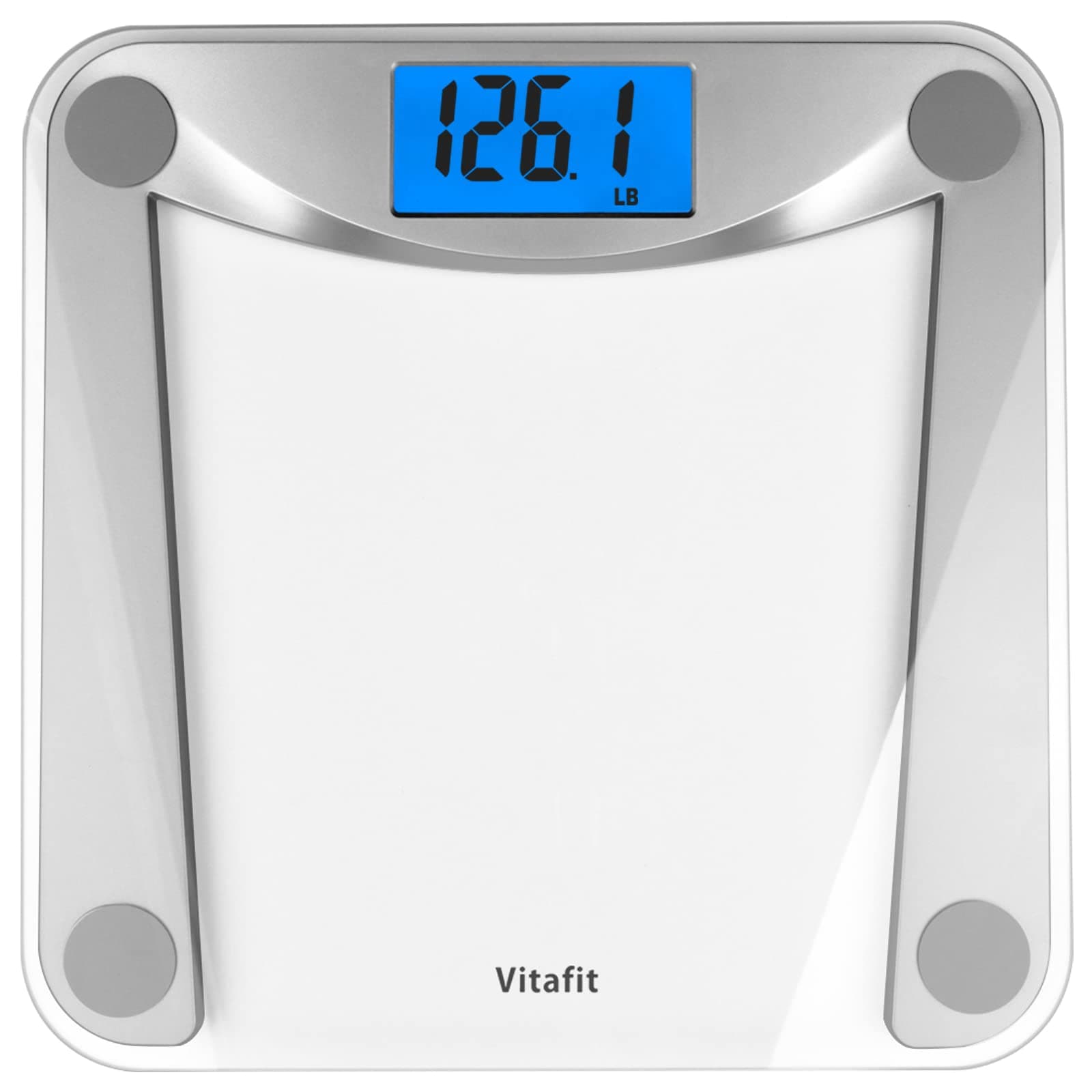 Vitafit Digital Bathroom Scale - High Accuracy, 400lb Capacity, Clear Glass Display