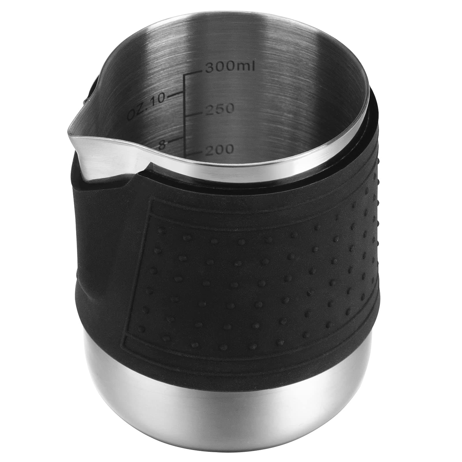HOMEE 12oz Stainless Steel Milk Steamer Pitcher with Eagle Spout & Heat Resistant Grip, Silver