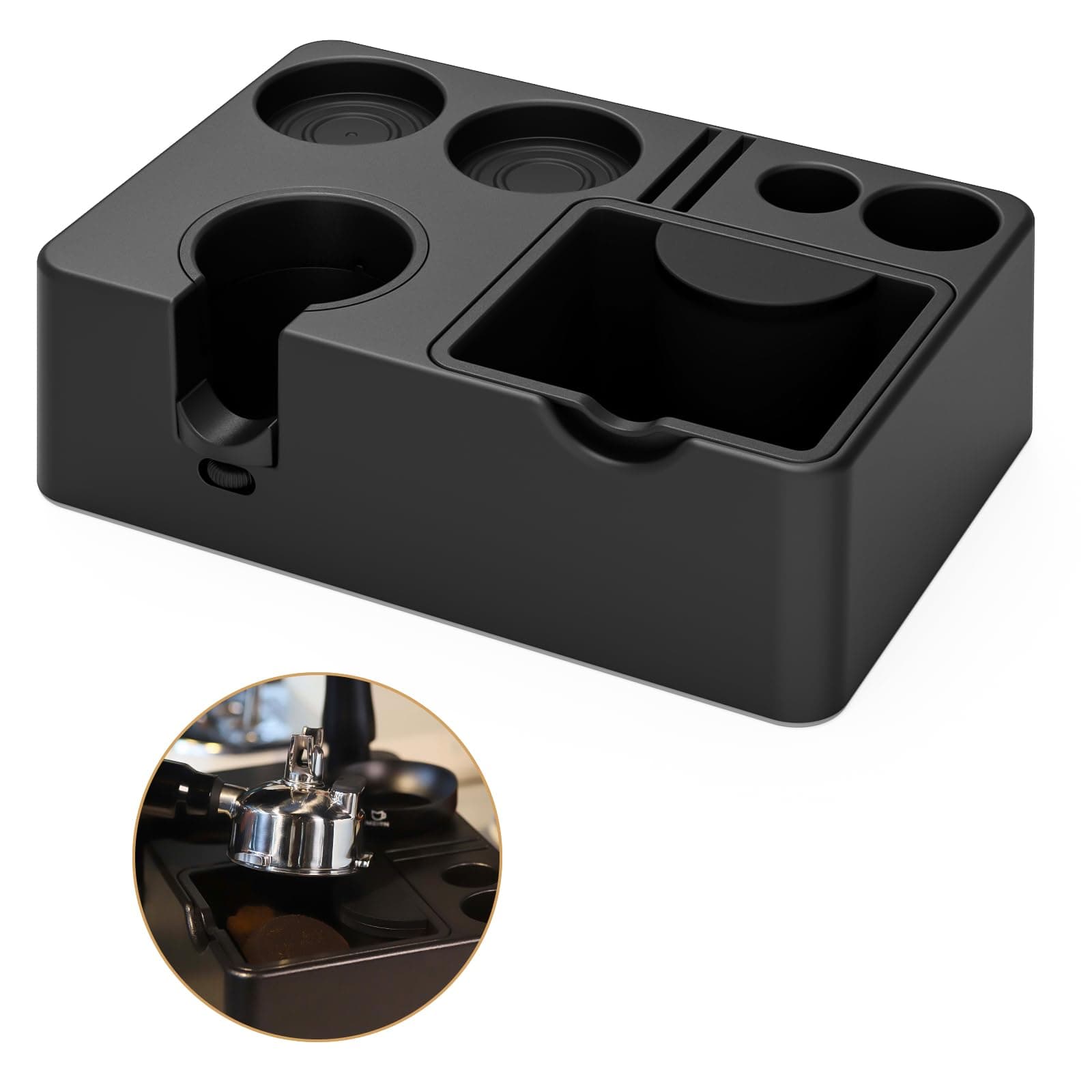 MEION 10-in-1 Espresso Organizer Tamping Station with Detachable Knock Box