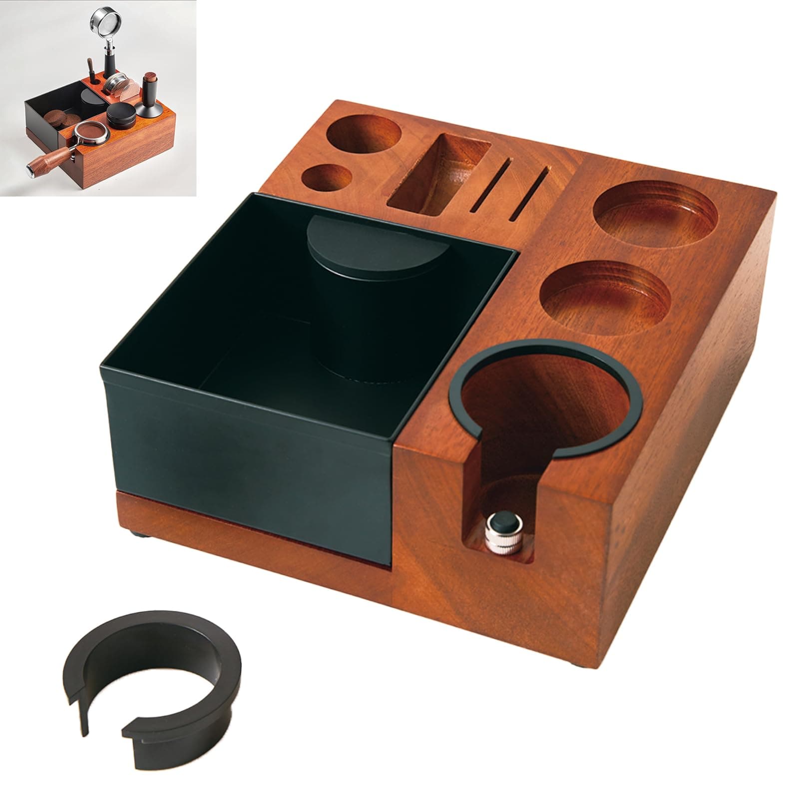 Large Espresso Tamping Station with Knock Box & Accessories