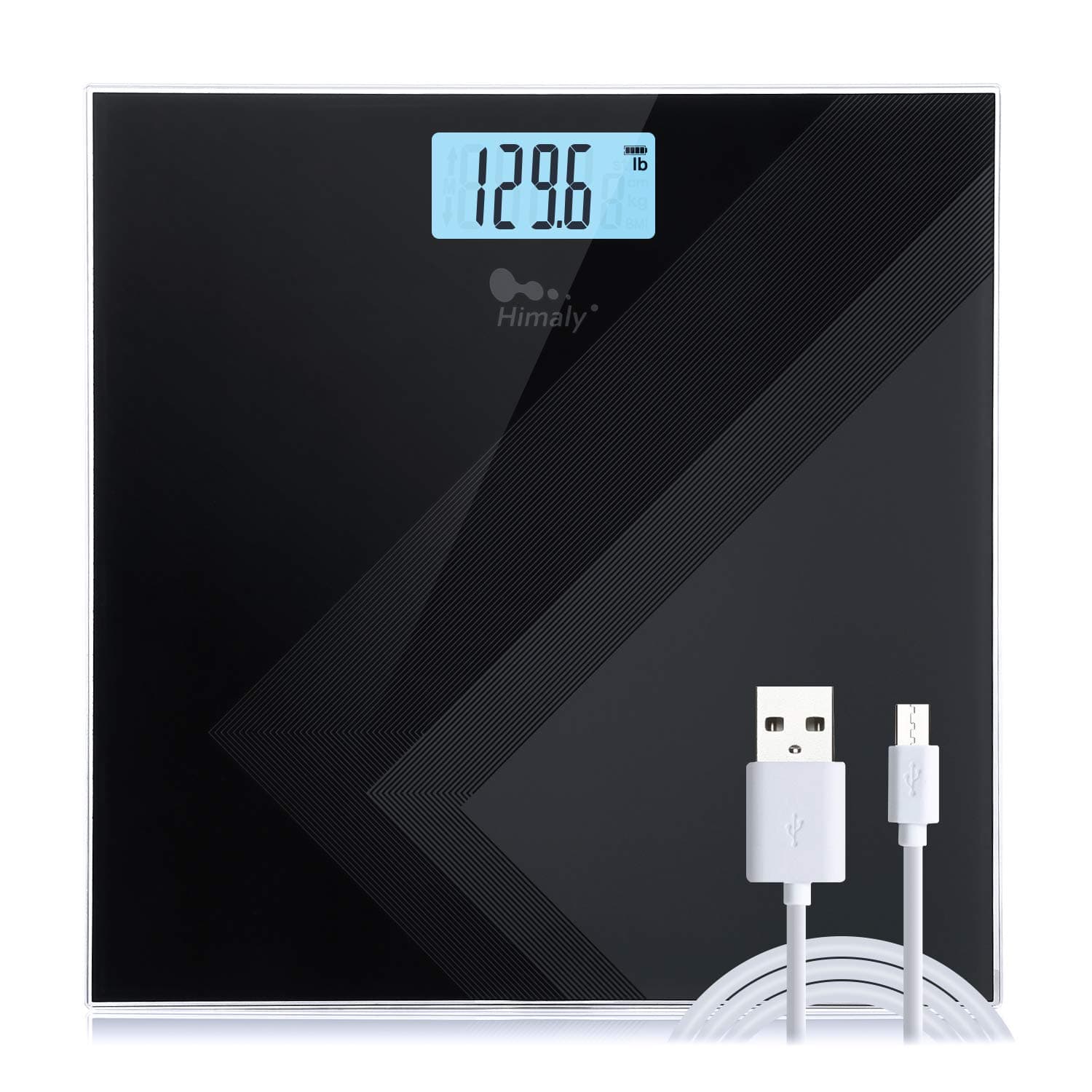 Himaly USB Rechargeable Digital Body Scale, 400Ibs Capacity, Backlight Display