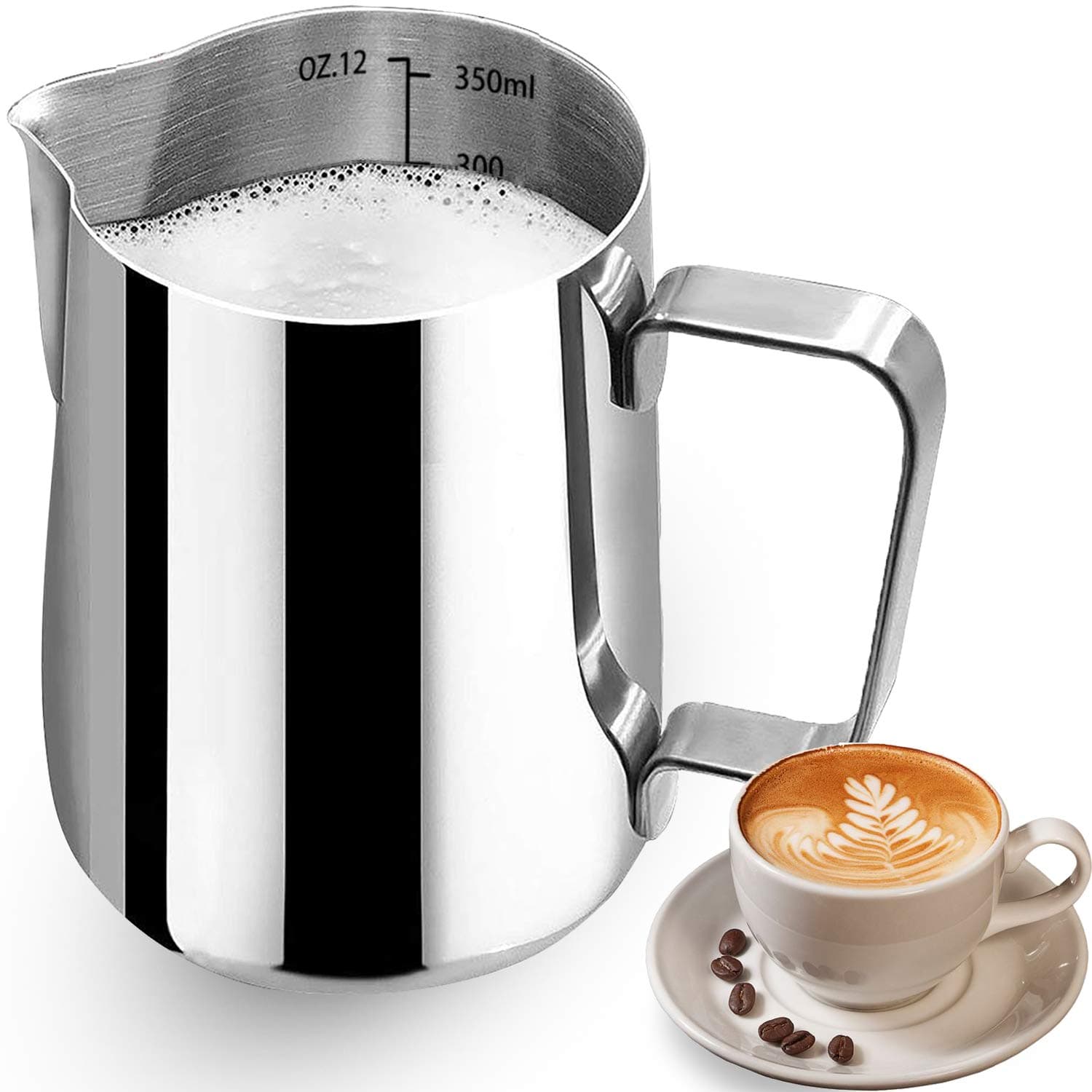Stainless Steel Milk Frothing Cup for Coffee Steaming 12oz