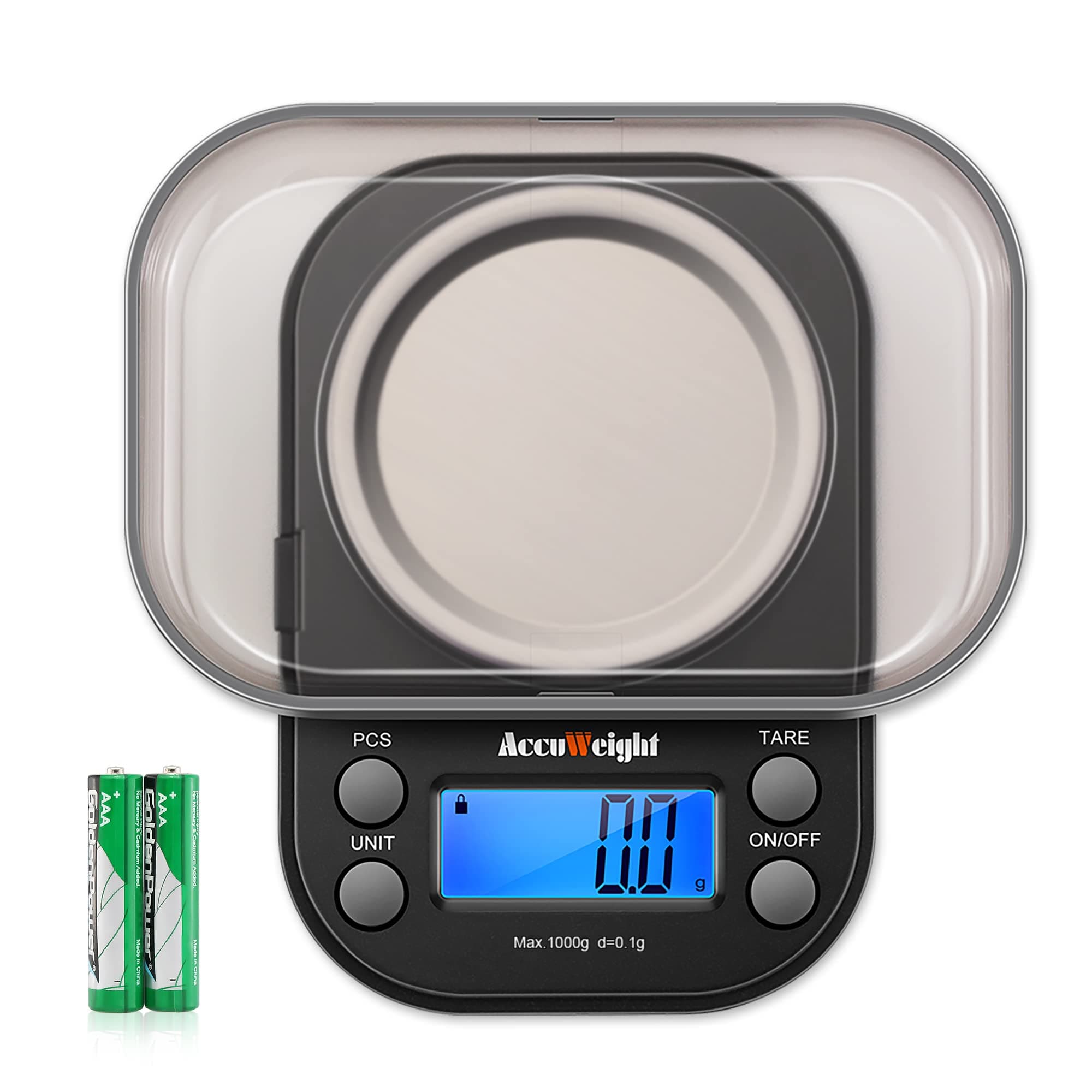 AccuWeight Mini Coffee & Jewelry Scale 1000g/0.1gAccuracy Backlit Tare Calibration