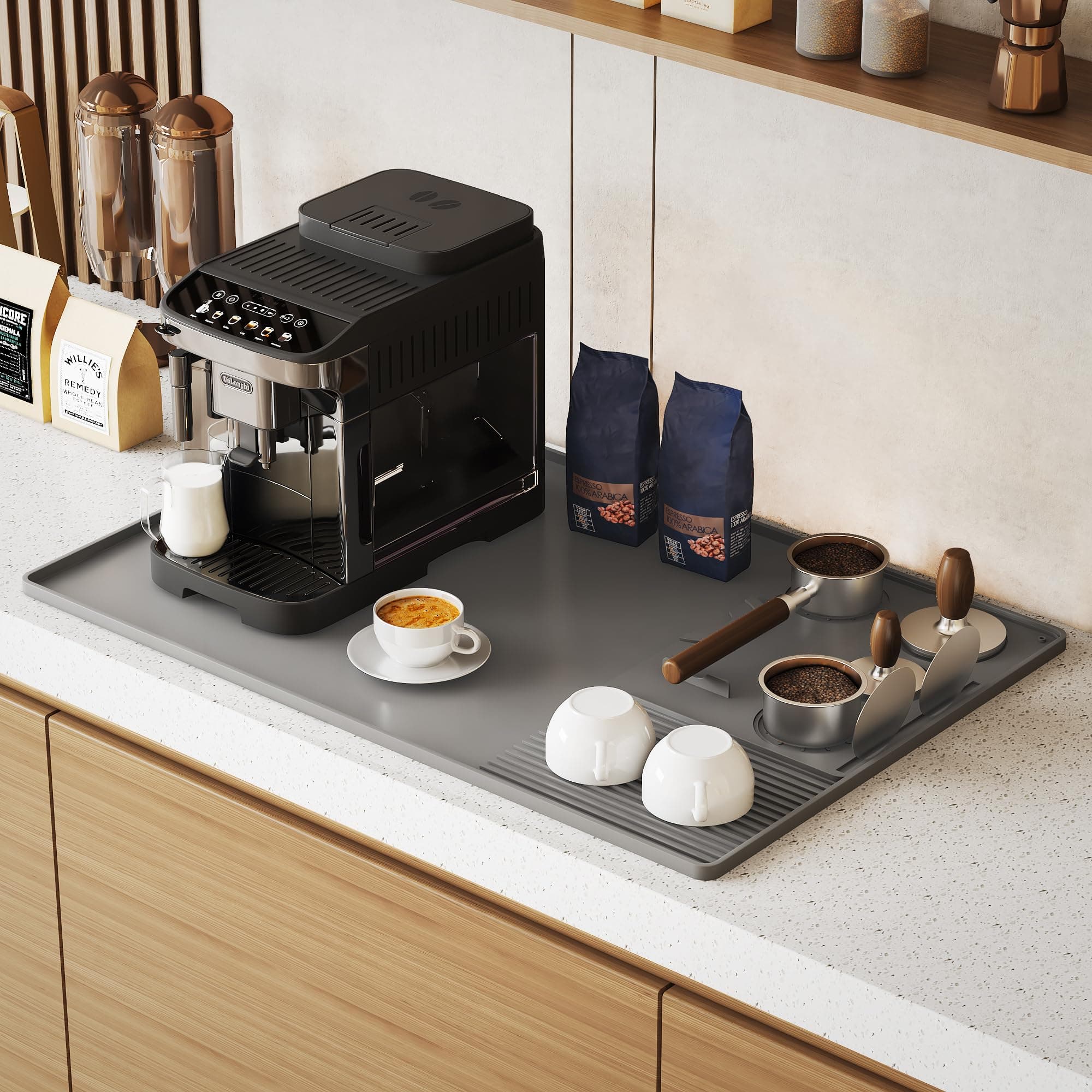 NiHome 3-in-1 Silicone Coffee Mat, Noise-Reduction & Durable Non-Slip Kitchen Aid