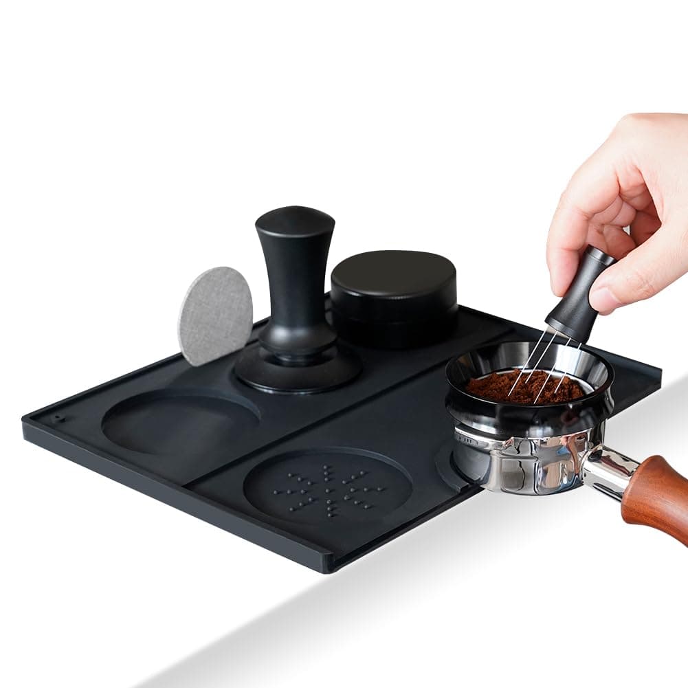 Espresso Tamping Mat - Food Grade Silicone for Baristas & Home Coffee Shops (Black)