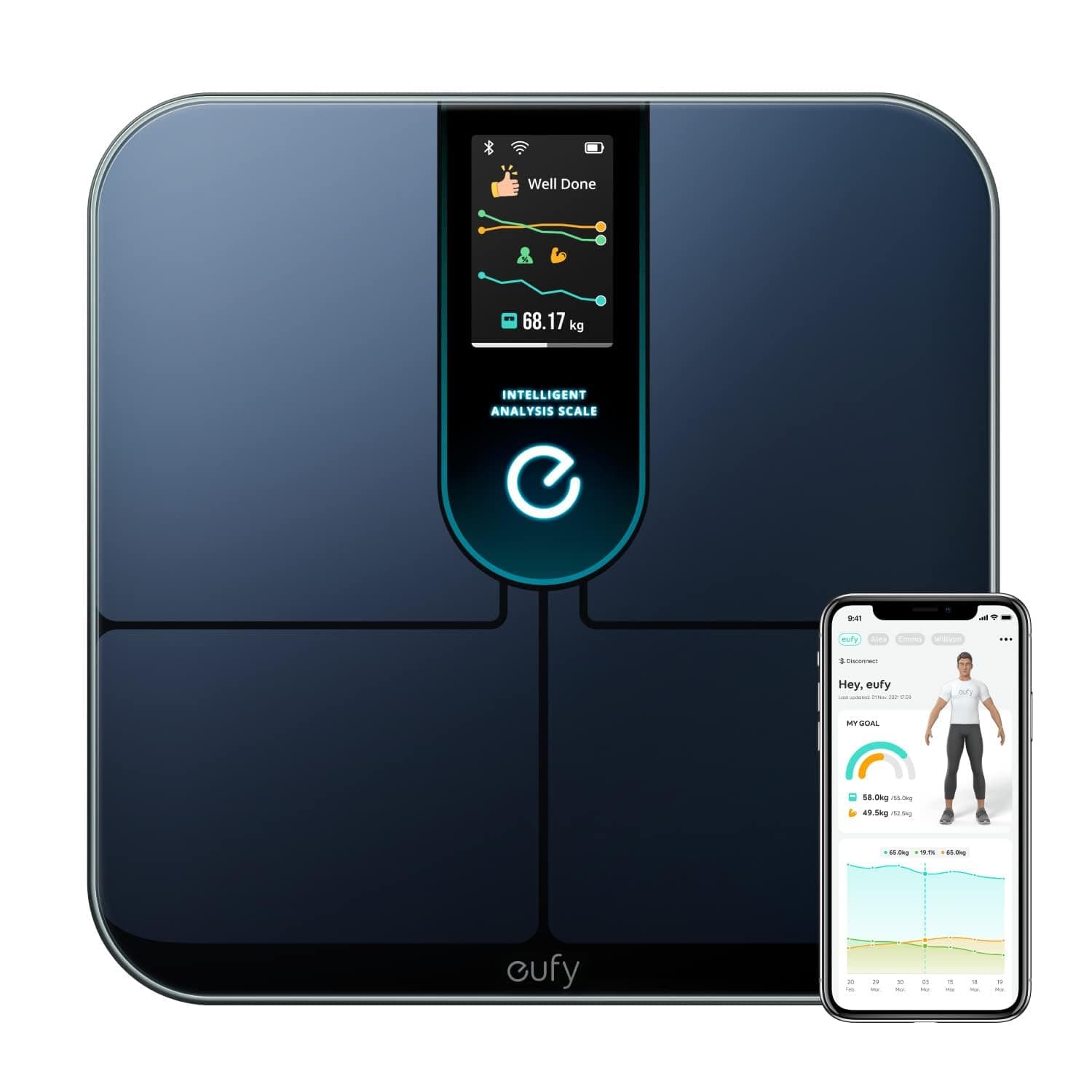 Eufy by Anker P3 Digital Smart Scale - Body Weight, BMI, Fat & Muscle Mass
