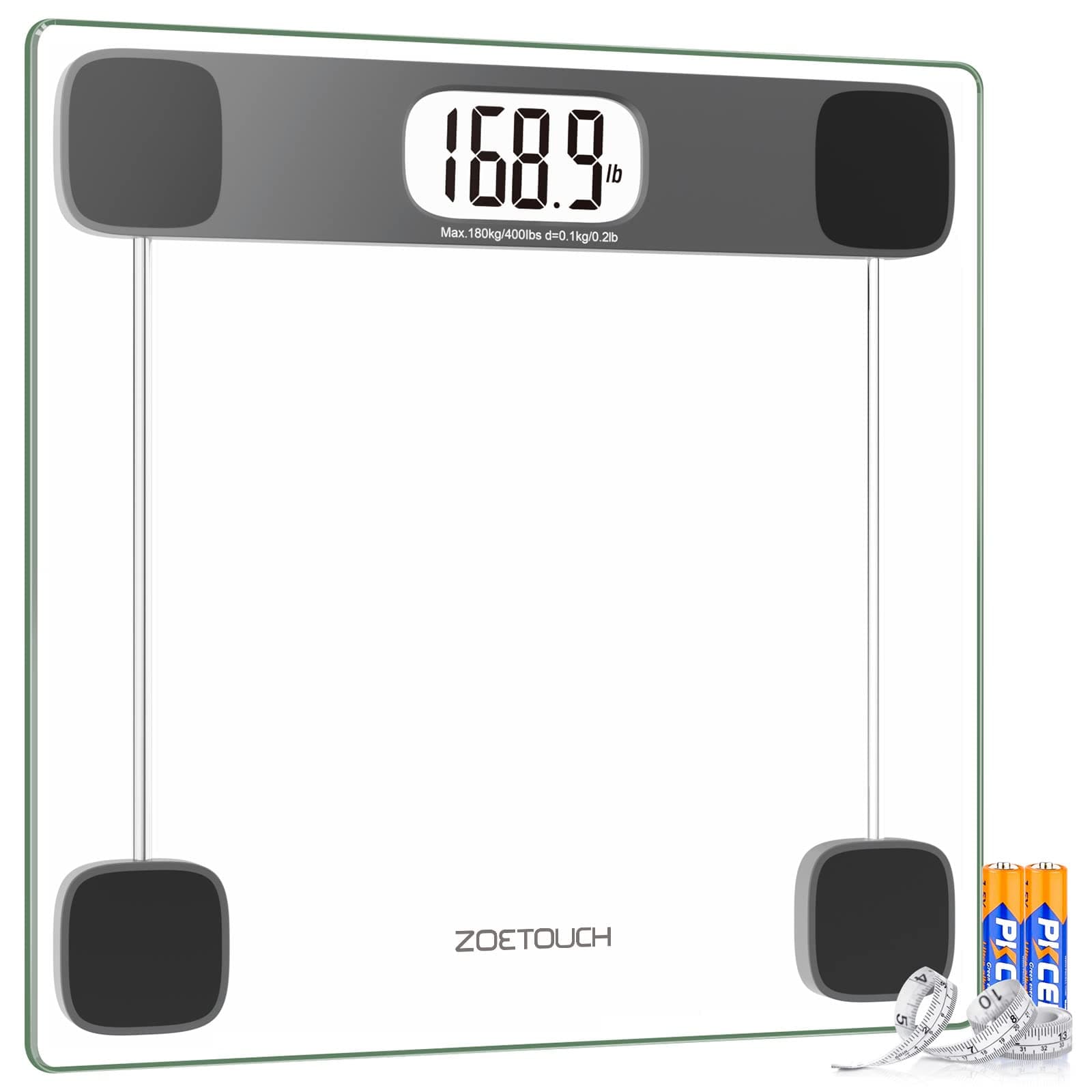 High Precision Digital Bathroom Scale - 400lbs Accurate Weighing Machine with Tempered Glass Display
