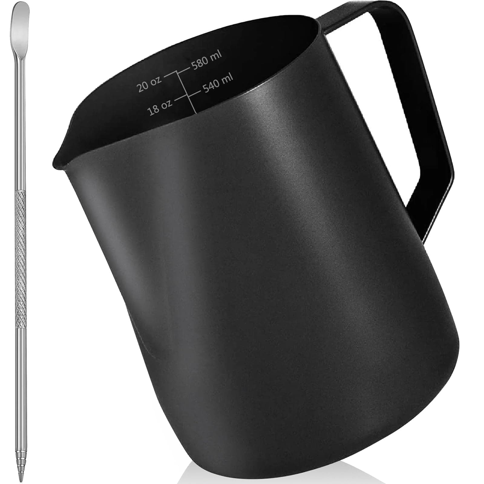 TooCust Stainless Steel Milk Frothing Pitcher, 20 OZ Black