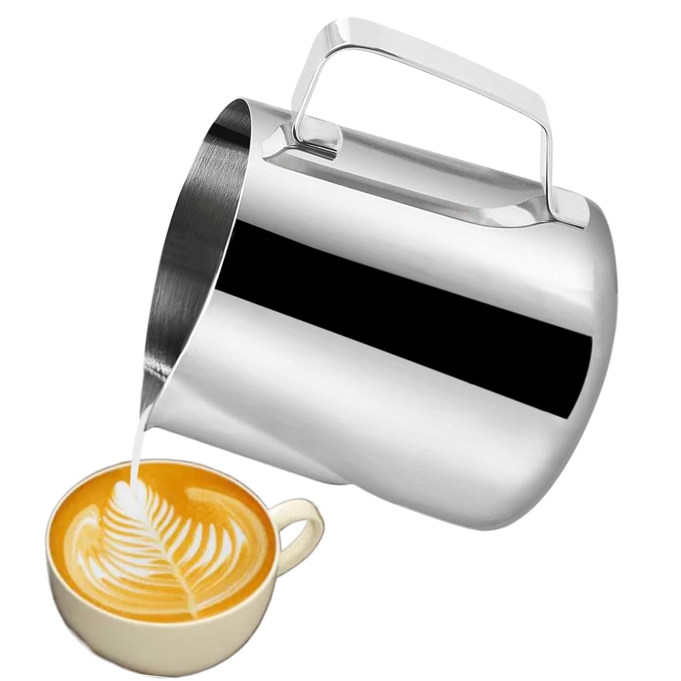 Stainless Steel Milk Frothing Pitcher for Espresso Machines (Silver, 5 OZ)
