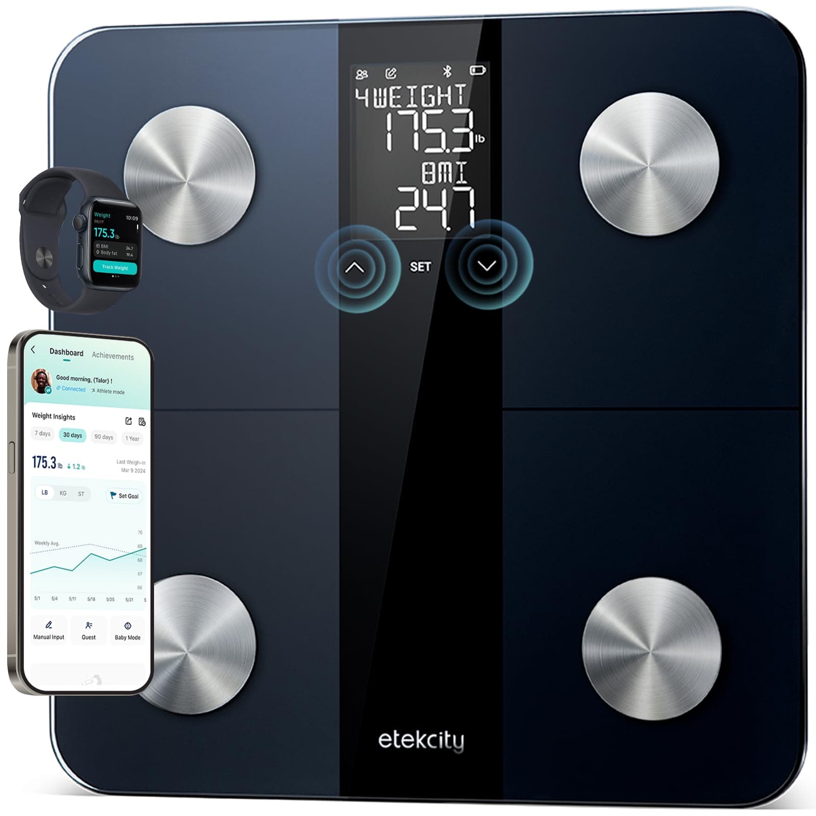 Etekcity Upgraded Smart Bathroom Scale with BMI & Body Fat Measurement