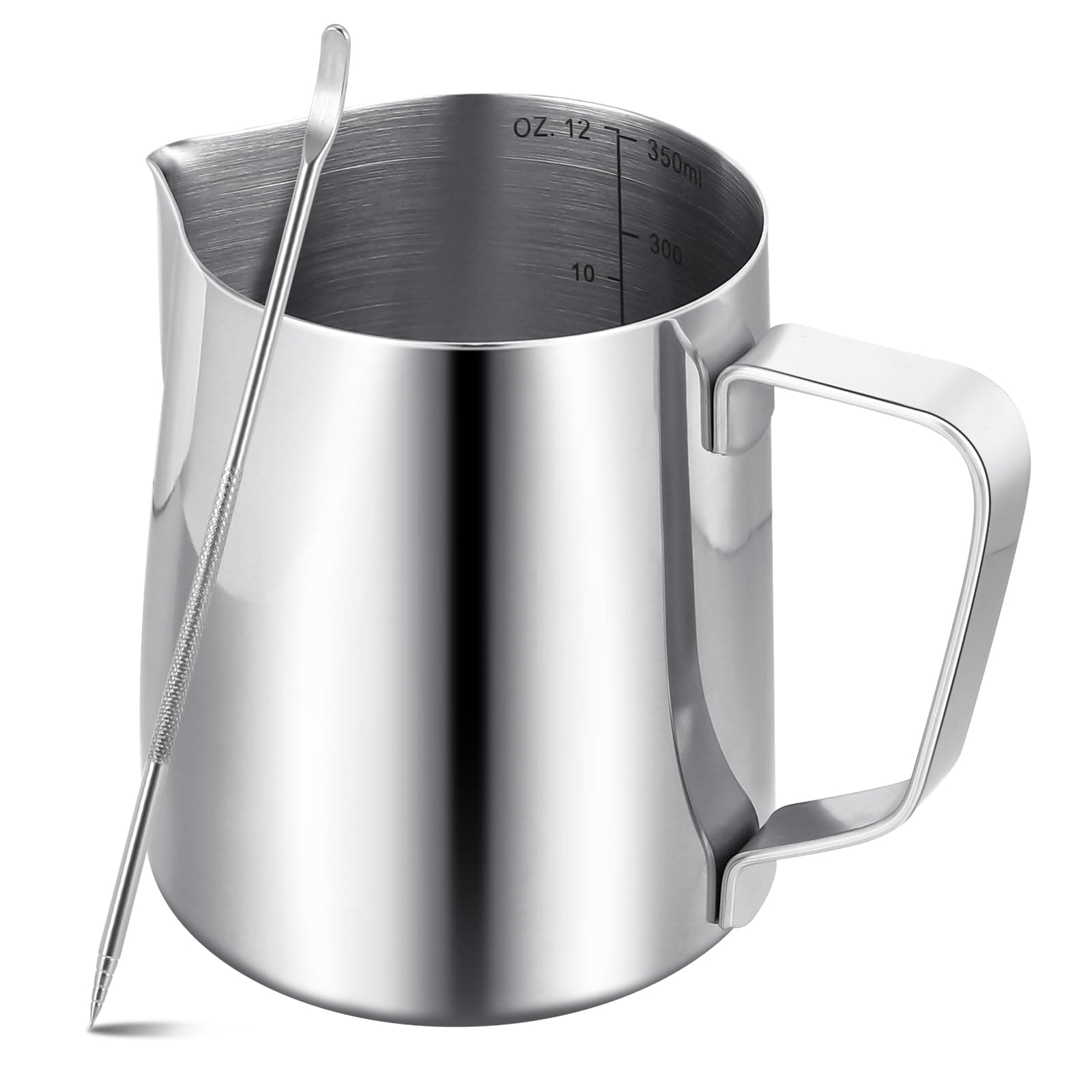 Stainless Steel 12oz Milk Frother Pitcher for Barista Cappuccino Art