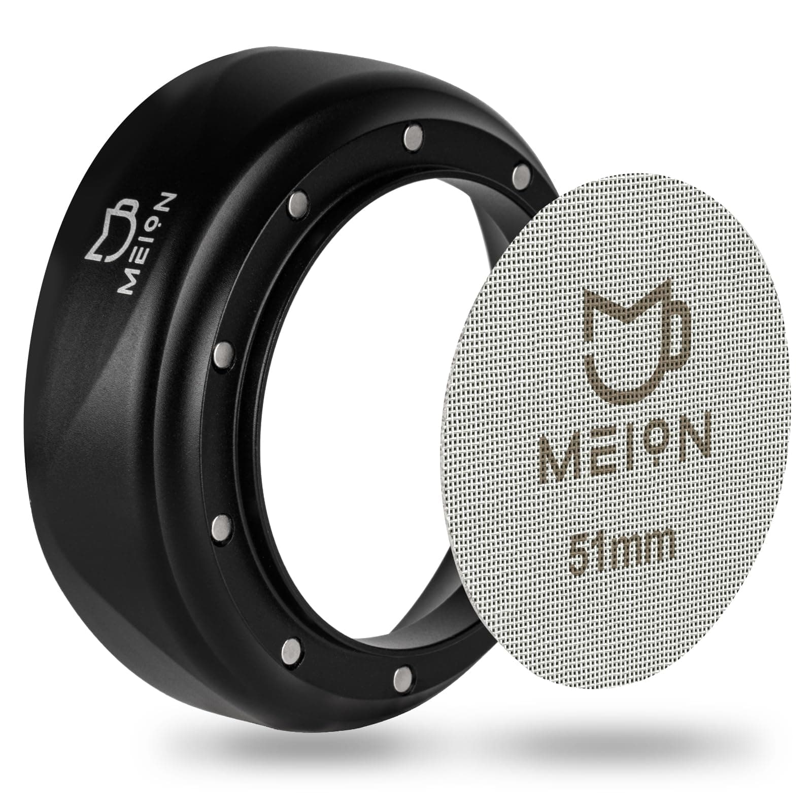 MEION 51mm Espresso Funnel & Puck Screen Set, Black